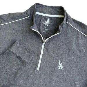 Johnnie O Pullover Mens XL Gray Lammie 1/4 Zip LA Dodgers Logo Golf Performance